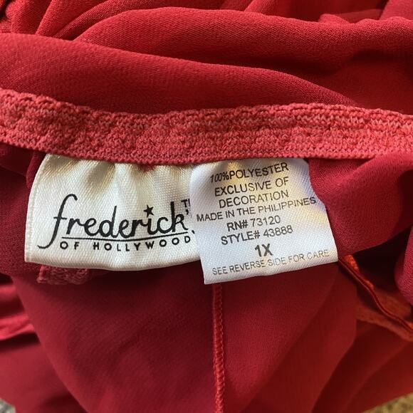 Y2K Frederick's Of Hollywood Lingerie 1X Babydoll Red Wedding Nightie Sexy Love - Picture 7 of 8